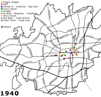 greensboro shopping groceteria 1930 1940 city history 1955 1930s centers downtown where